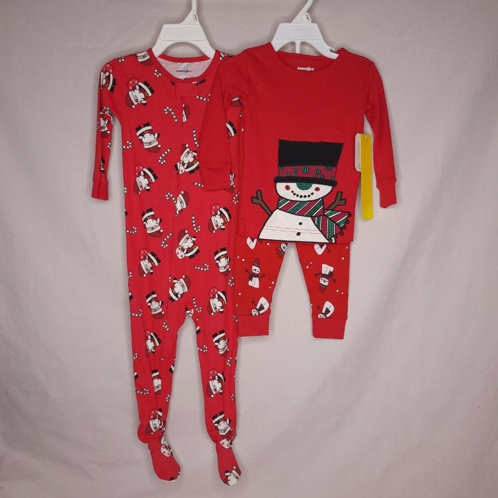 BabiesRus Christmas Pj's Set of Two 18 mo Santa Snowman New Old Stock